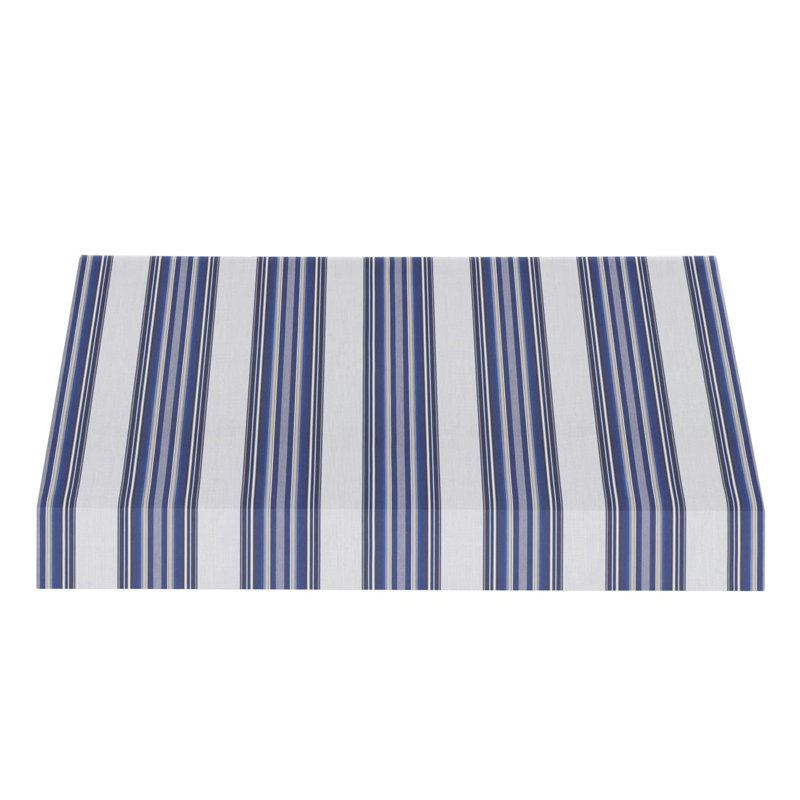 Auvent fixe en tissu acrylique New Yorker Awntech, H 16 po x l 64,5 po x P 30 po, Bleu marine, gris, blanc multicolore