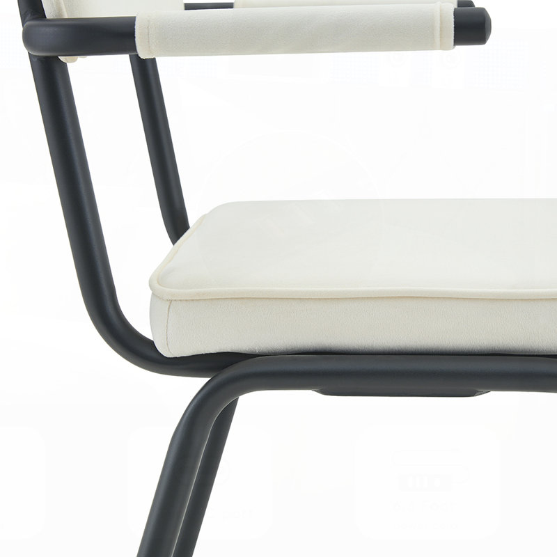 Ensemble de 4 chaises de salle à manger, chaises de salle à manger rembourrées, accoudoirs suspendus à la table, pieds en métal avec finition en aérosol
