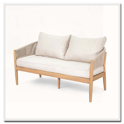 Outdoor Patio Acacia Wood Loveseat