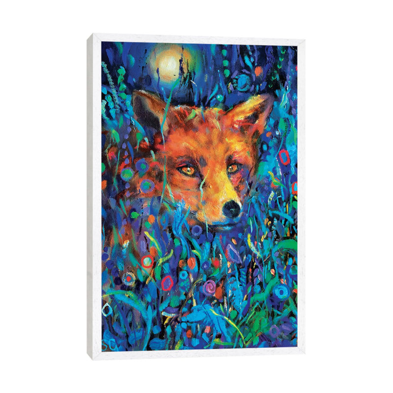 Fantasy Mr Fox by Sue Gardner - Painting on Canvas, White Framed, 101.6 cm H x 66.04 cm W