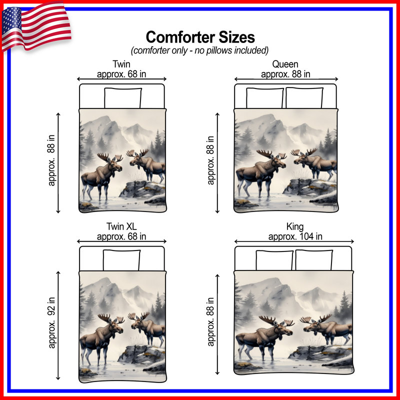 Moose In Mountain Landscape Comforter, Twin