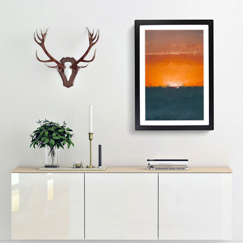 Sunrise Horizon in Abstract - Picture Frame Graphic Art Print, 36cm H x 27cm W x 2cm D, Black Framed