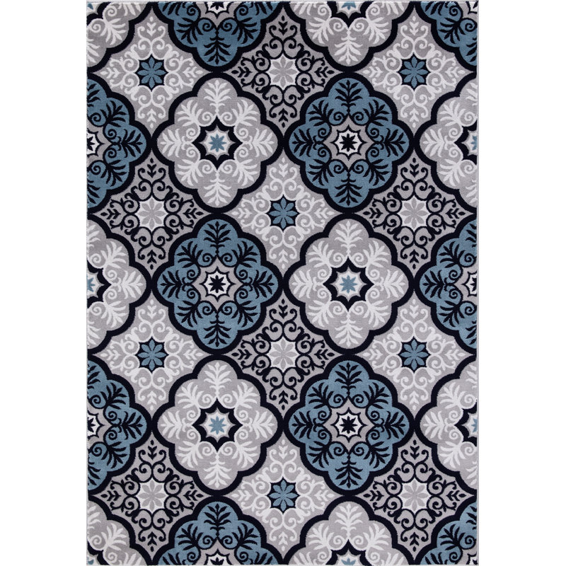 Tapis bleu / gris Javier, Rectangle 2 pi 2 po x 3 pi