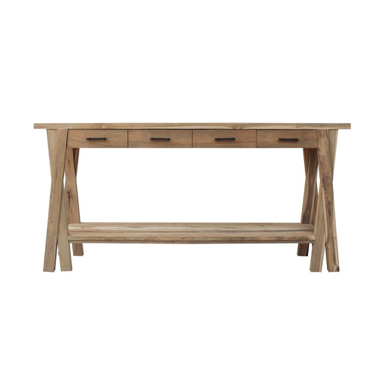 Rustic Recycled Teak Console Table, 31" H x 59" W x 16" D