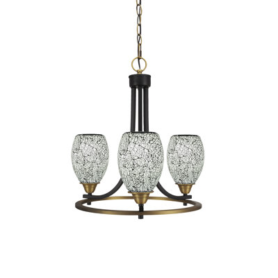 Paramount 3 Light Uplight Chandelier With 5" Black Fusion Glass