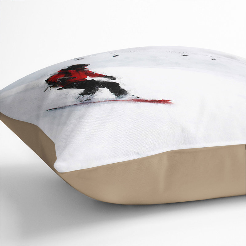 Snowboarding Painting Scatter Cushion, 55cm H x 55cm W x 20cm D, Stone