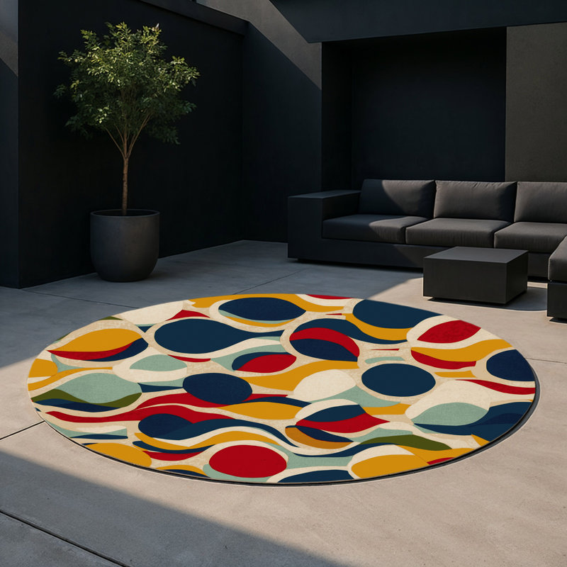 Flashy Jiggle Indoor And Outdoor Area Rug, Round 5'