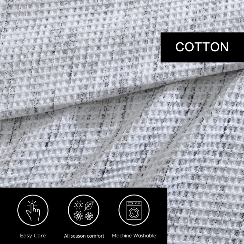 Vera Wang Jaspe Waffle Cotton White King Blanket, Queen