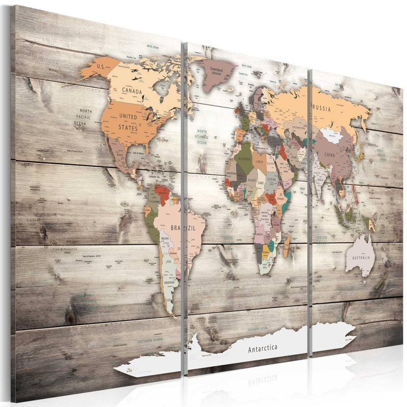 Histoire de voyage sur toile, ensemble de 3 pièces, H 24 po x l 36 po x P 0,7 po