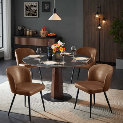 Upholstered Faux Leather Back Side Dining Chair (set Of 4)