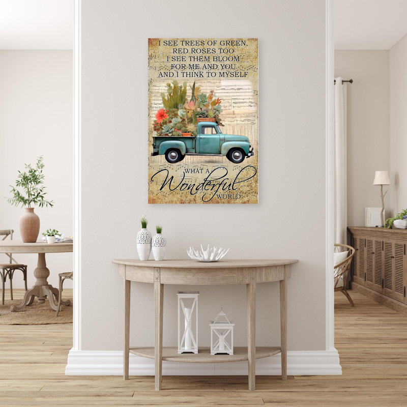 Succulent What A Wonderful World, H 20 po x l 16 po x P 1,25 po