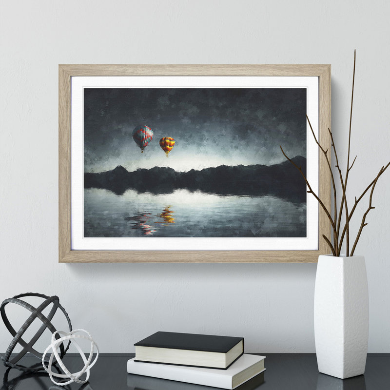 Hot Air Balloons Vol.2 - Picture Frame Painting, Oak Framed, 27cm H x 36cm W x 2cm D