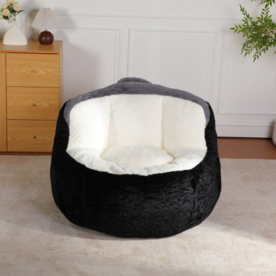 Oversized Bean Bag In Multicolor Faux Fur, Filled With High - Resilience Foam, Skin , Stable Seating, Ideal For ' Room Large Chair Adaptable To Body, Comfortable Non Slip Design, No Assembly Needed