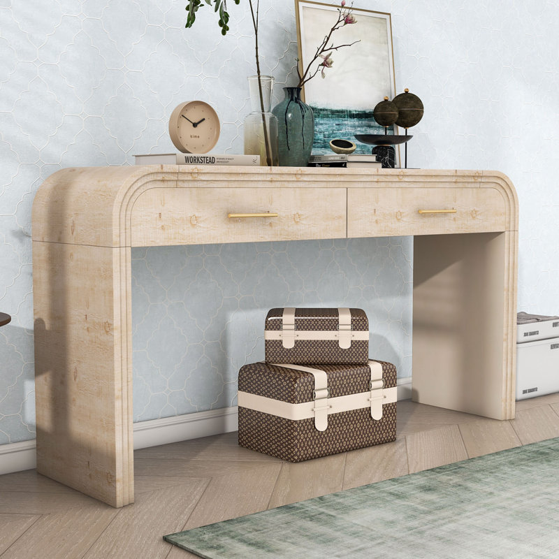Console en bois avec tiroirs de rangement, Bois naturel délavé