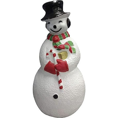 PMU Christmas Light-Up Snowman Large Blow Mold Plastic Statue Illuminated with 6' Cord and Light