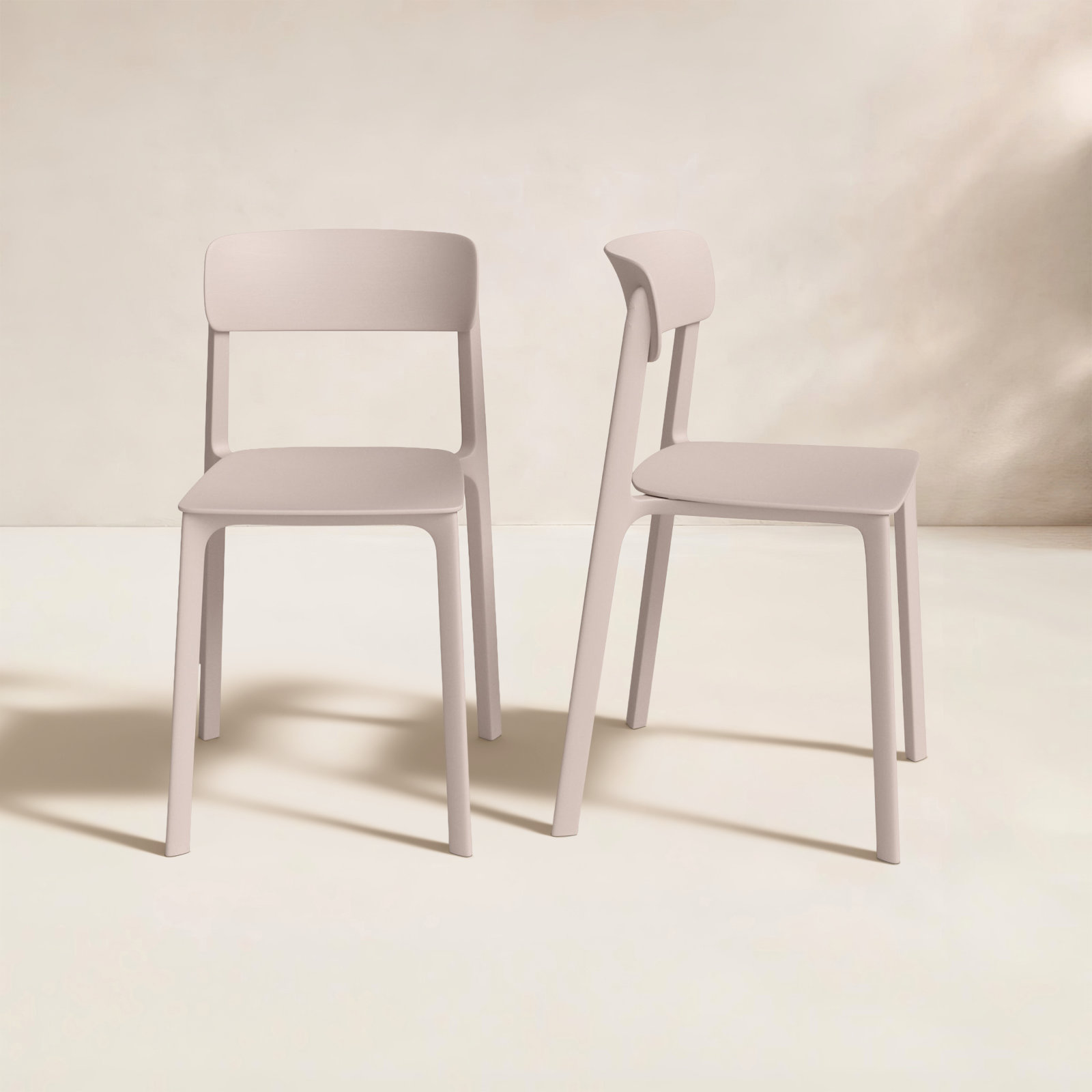Vowa Stackable Patio Side Chair, Tan
