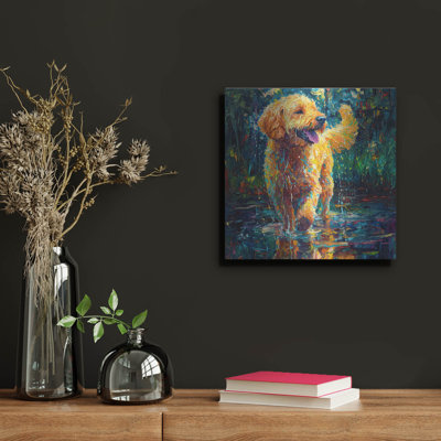 «Labradoodle In The Rain» par Rich Monet, art mural en métal