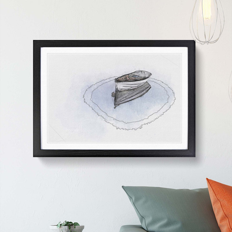 Reflection of a Boat in Abstract - Picture Frame Graphic Art Print, 62cm H x 87cm W x 2cm D, Black Framed