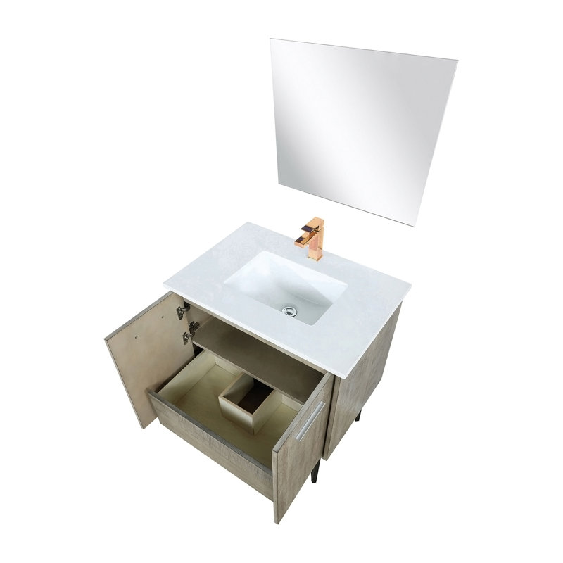 Meuble-lavabo de salle de bain 30 po X P 20 po P, comptoir en marbre de culture, ensemble de robinet et robinet de 28 po Miroir