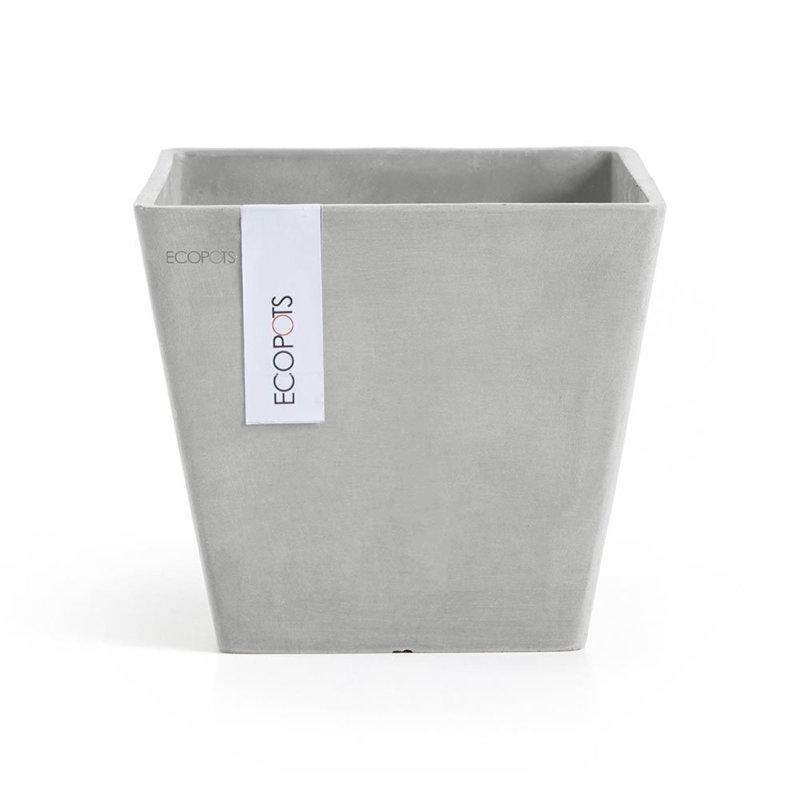 Pot Planter, 10.2" H x 11.8" W x 11.8" D, White Gray