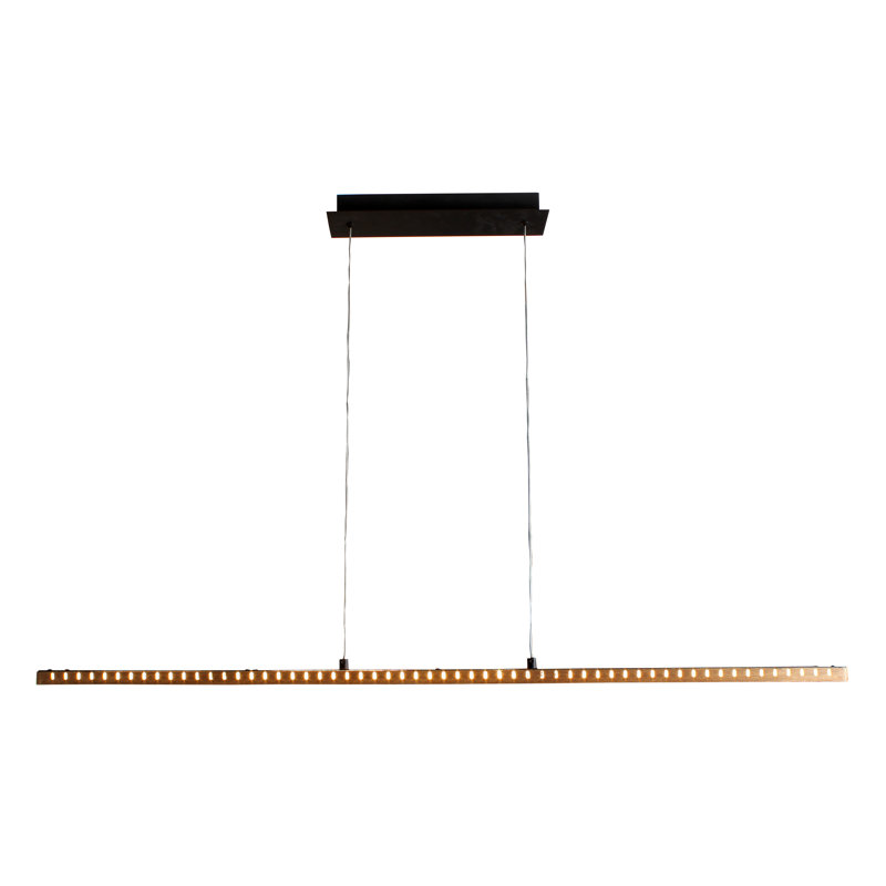 Cashlin 1 - Light Black/Wood LED Pendant, 120cm H x 120cm W x 12cm D