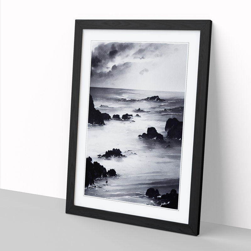 Seascape Ink - Framed Print, Black, 34cm H x 25cm W x 2cm D