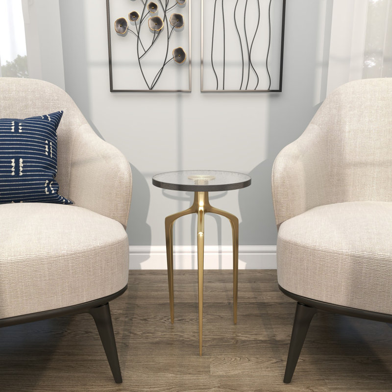 Carolan Glass Cross Legs End Table, Gold