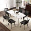 Modern Rectangular 64.46" Dining Table With Sintered Stone And Dark Grey Metal Legs, Stable, - Scratch, Heat Easy To Clean-391841758