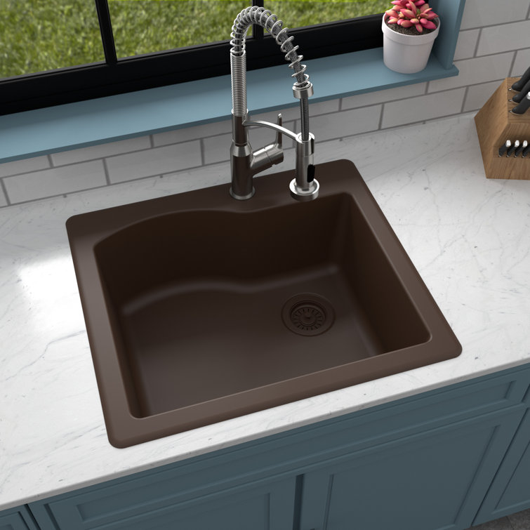 Karran Drop-in Quartz Composite 25'' X 22'' 1-Hole Single Bowl Kitchen Sink