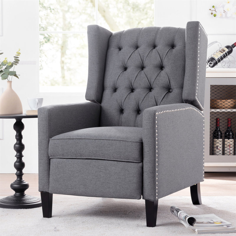 27.16" Wide Manual Wing Chair Recliner, Grey