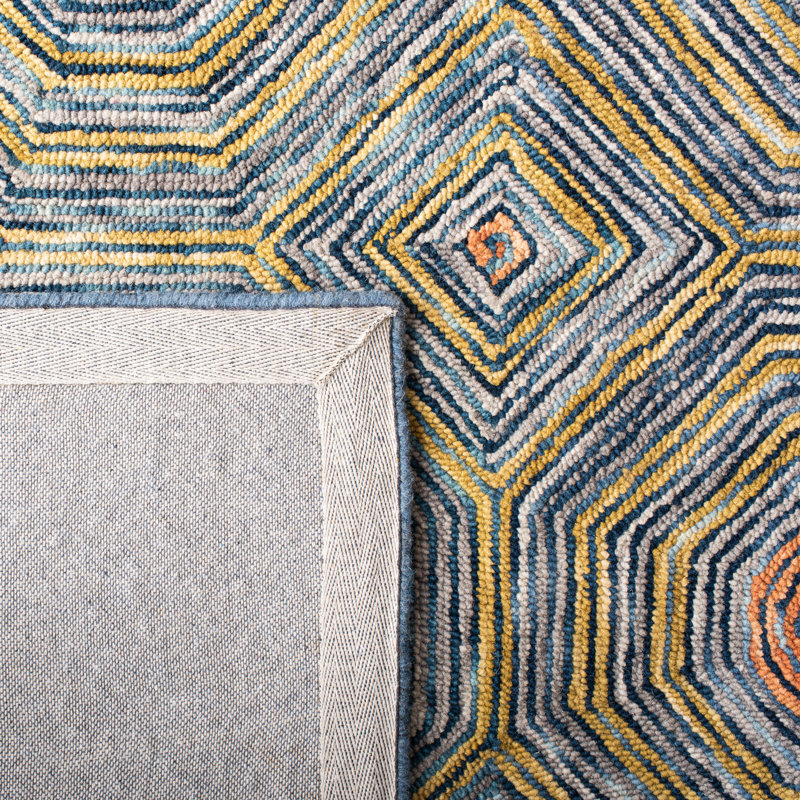 Emmamarie Hand Tufted Wool And Cotton With Latex Geometric Rug, Round 5'