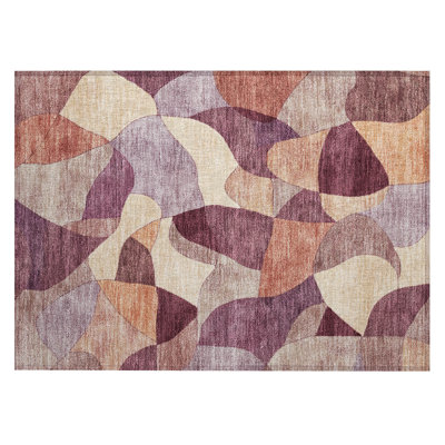 Machine Washable Indoor/Outdoor Chantille ACN2814 Abstract Rug
