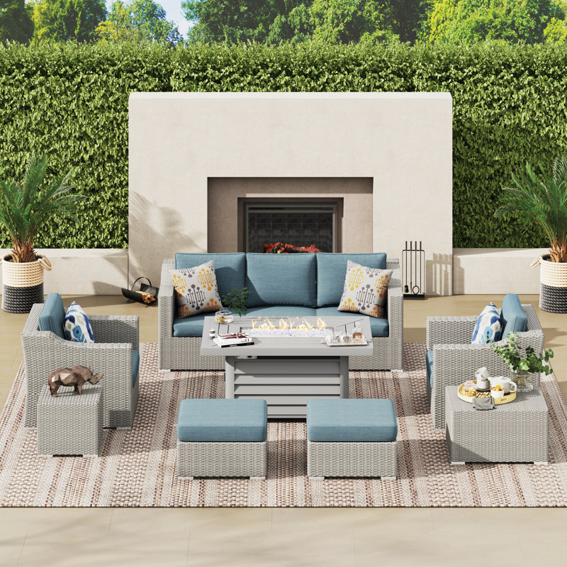 Baecher 10 Piece Resin Wicker Sectional Seating Group with Cushions