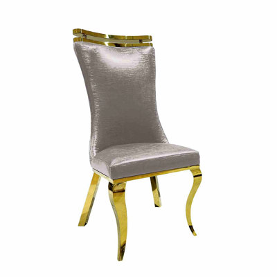 2Pc Side Chair Gold Legs Tiger Printed Upholstered Seat Dining Room