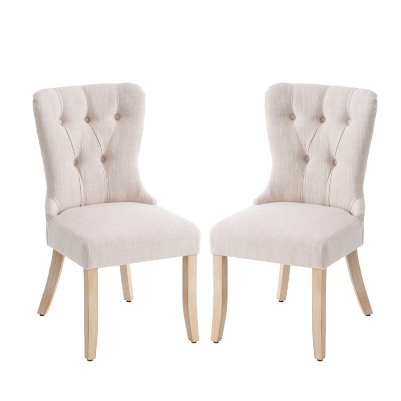 Dutton Upholstered Dining Chair, Mélange de polyester beige clair
