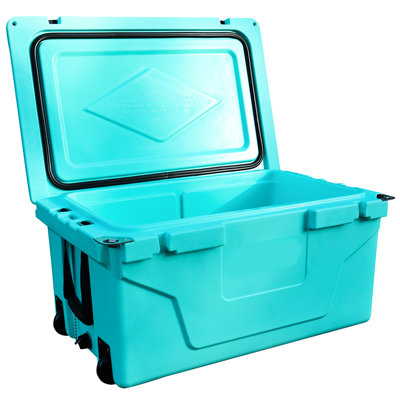 65Qt Outdoor Camping Cooler - Up To 5 Days Cold Keeping Blue Easy Clean Keeps Lid