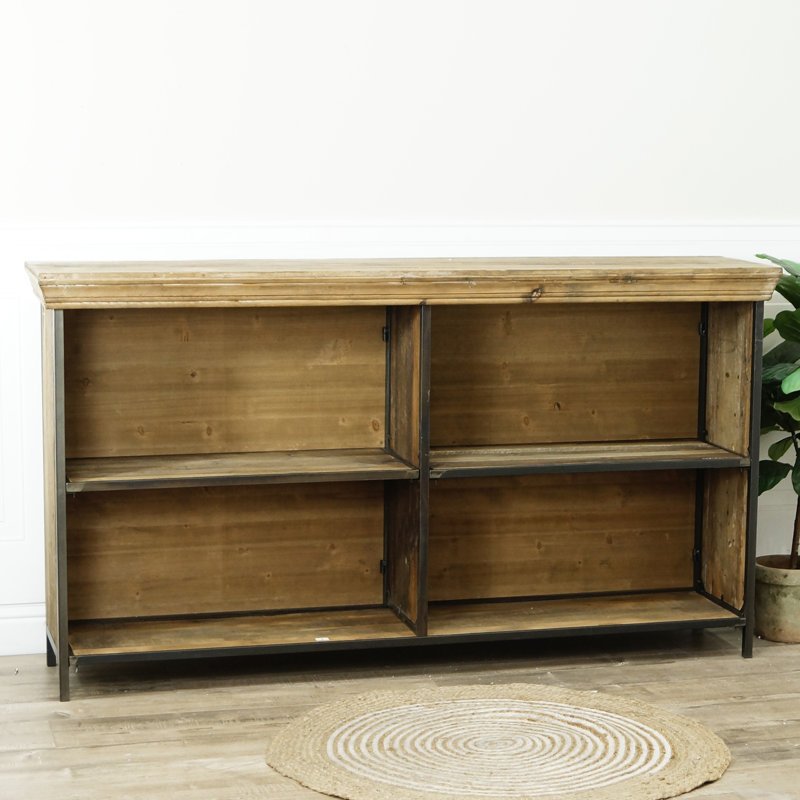 Armoire en bois brun à 4 tablettes avec détails filaires 66 po