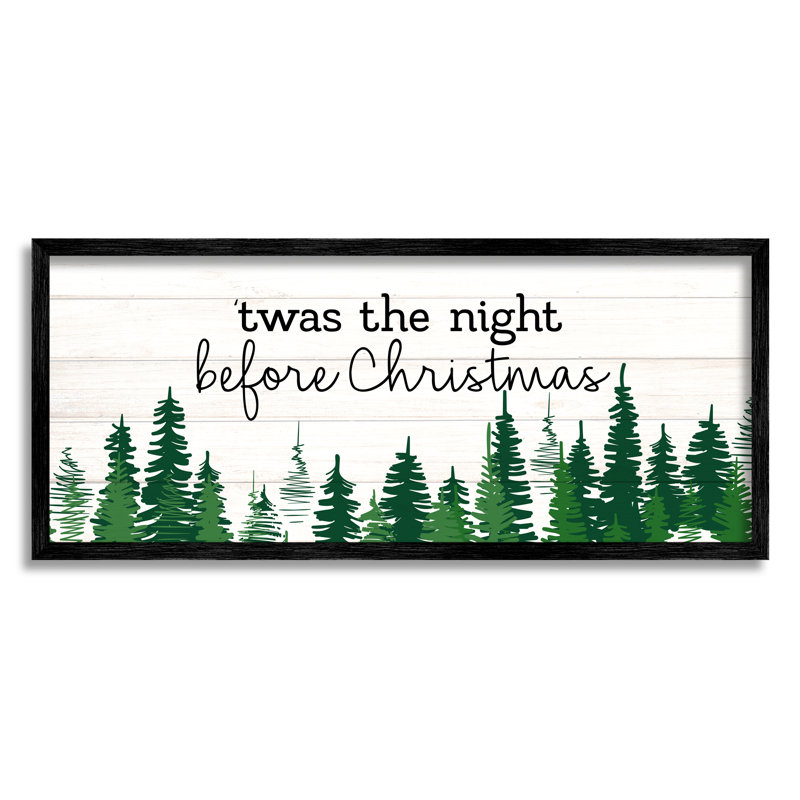 «Night Before Christmas Trees» par Kim Allen - reproduction de cadre flottant sur bois, Giclée encadrée noir minuit