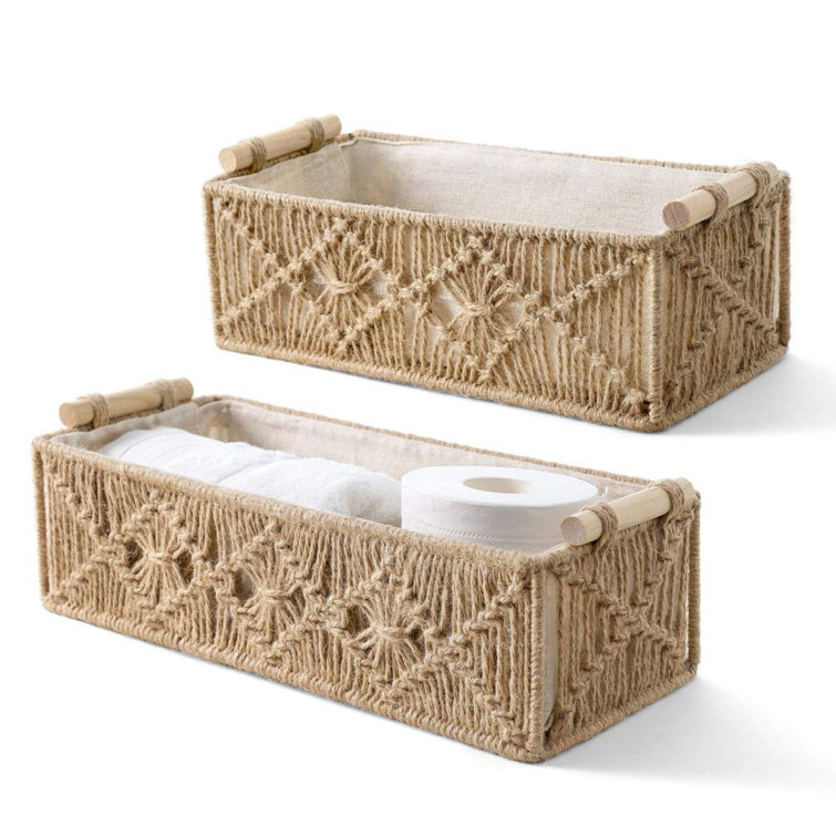 2 Piece Fabric Basket Set BTERAZ Color: Ivory