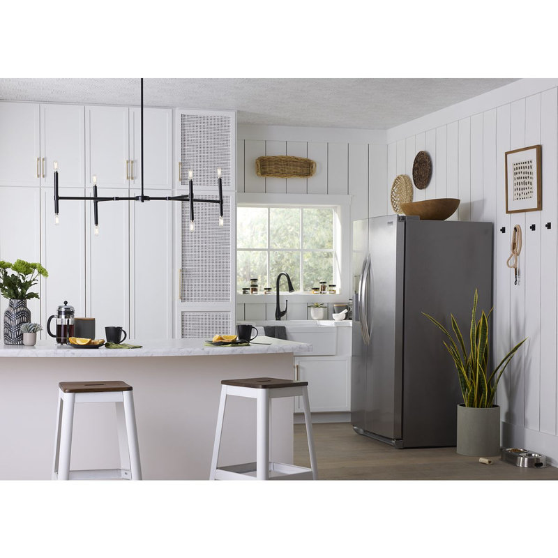 Lustre linéaire moderne Spoutnik 8 lumières Marcuse, Noir mat