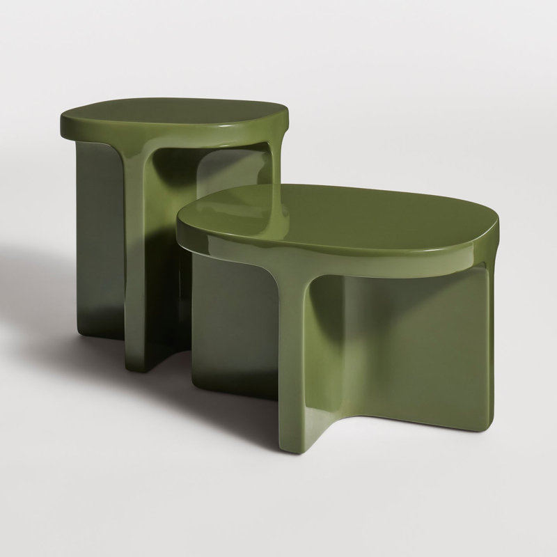Small Talk Outdoor Side Table, 12" H x 20" W x 16" D, Olive