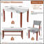 Ensemble de salle à manger moderne quatre pièces comprenant une table d'aspect marbre, des chaises rembourrées et un banc avec pieds en bois massif.