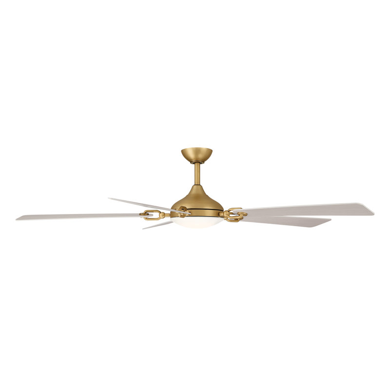 Cadena 65" 5CCT LED Smart Ceiling Fan, Brass, Warm Coastal Driftwood