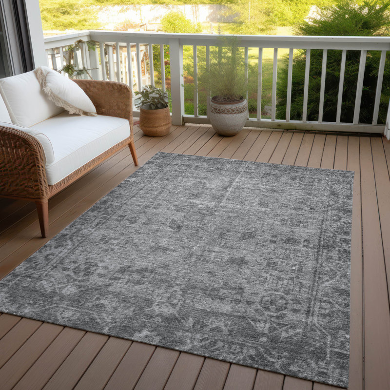 Tapis intérieur / extérieur gris Delaura , 10 pi x 14 pi