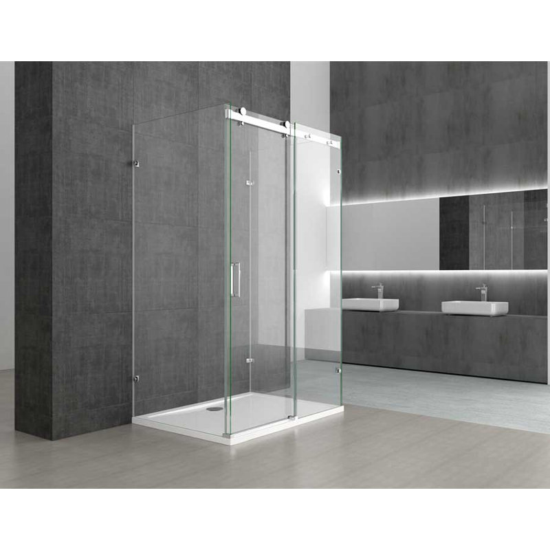  U Shape Framless Shower Enclosure - Sliding Door & 2x Side Screen - 8mm Safety Clear Glass (1400 x 750mm)