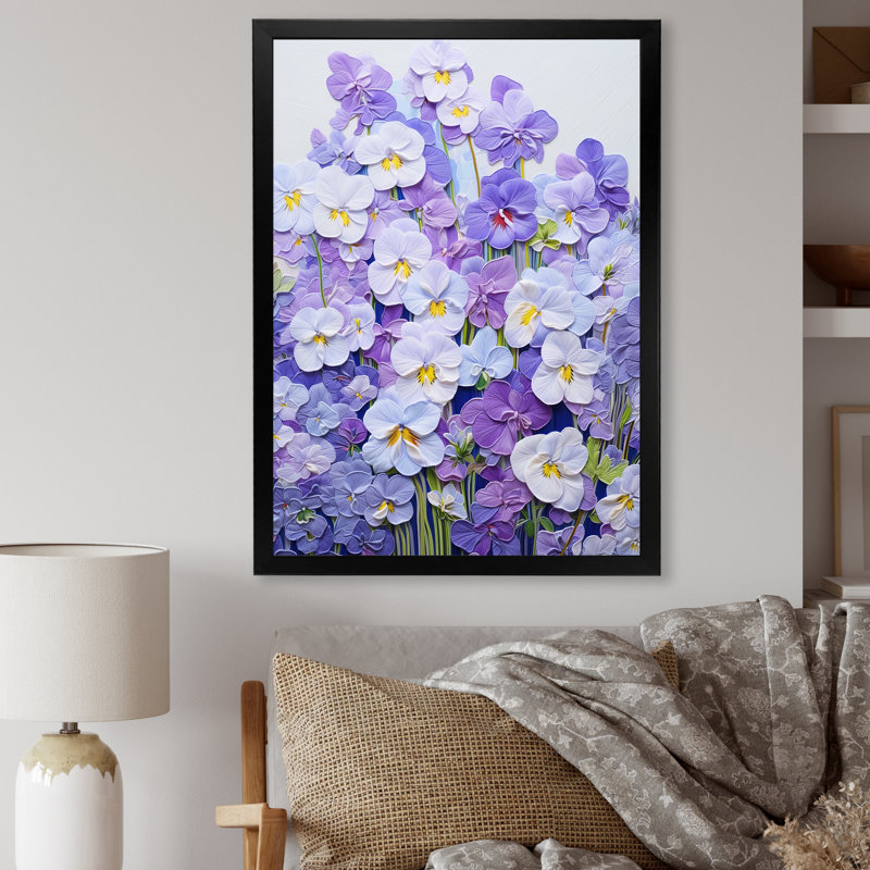 «Violets Minimalisme Dream», reproduction sur toile, Cadre simple noir, H 44 po x l 34 po x P 1,5 po