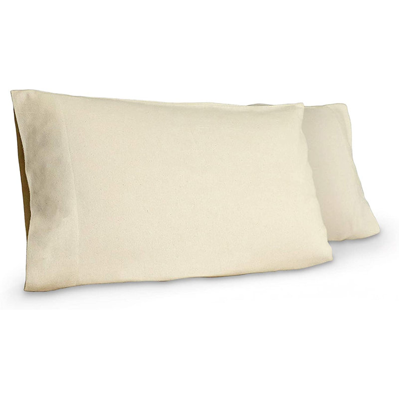 Organic Flannel Pillowcases Queen Size Set of 2 - Ultra Comfortable 100% GOTS Organic Cotton Pillow Cases Queen Size Set of 2 with Premium Smooth Brushed Finish and Envelope Closure (Natural, Queen)