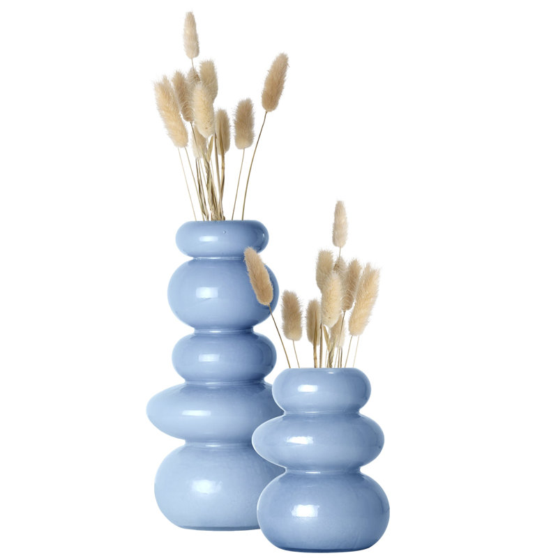  Cooprider Coastal Stacked Rock Glass Decorative Vase Set - Blue, Blue