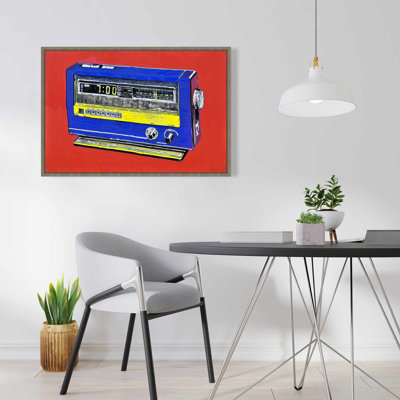 Retro Radio Alarm | Blue Contemporary Framed Canvas Decor