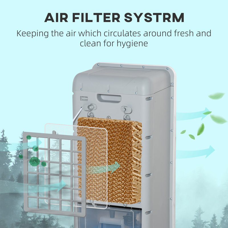 Windowless Portable Air Conditioners With Remote, 3-IN-1 Evaporative Air Cooler With Display, 3.2-Gal Tank , 3 Modes & 3 Speeds, 60° Oscillation, 12H Timer, Swamp Cooler For Indoors